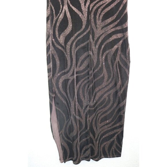 AGB Vintage Strappy Velevet Maxi Dress-Size 10-Side Slit-Whimsigoth-Glittery - Picture 10 of 12